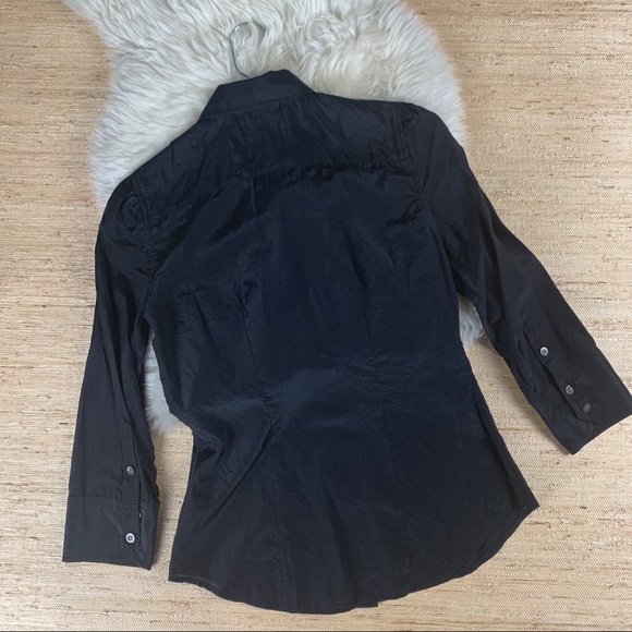 Club Monaco Silk Pussy Bow 3/4 Sleeve Button Down - Picture 3 of 4